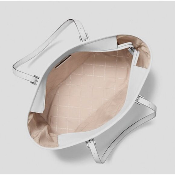 New Michael Kors Jet Set Travel Large Saffiano Leather Tote Bag Optic White - Picture 4 of 4